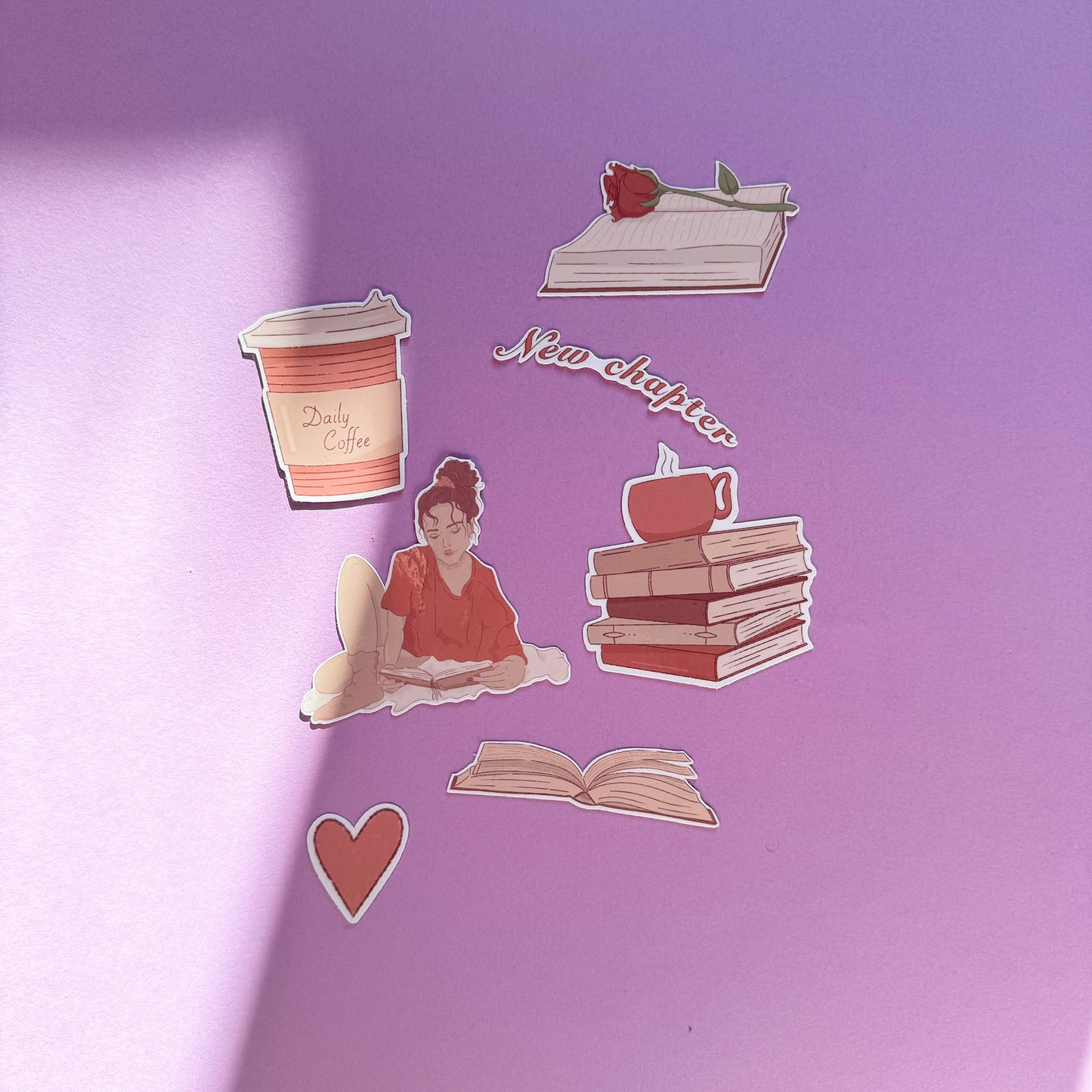 Book collection die cut stickers